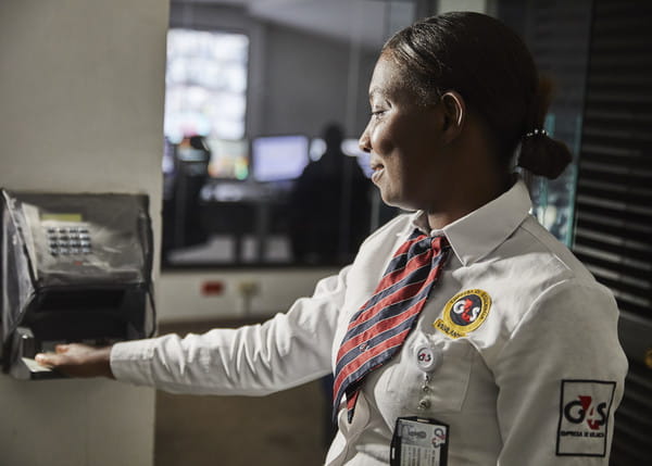 Woman using access technology