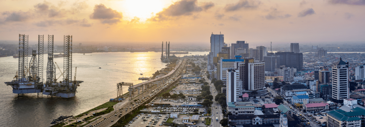 Nigerian river view under sunset
