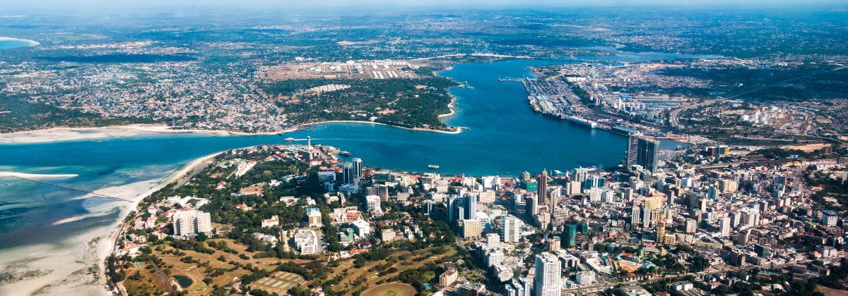 Capital city of Tanzania, Dar es Salaam. View from the plane.