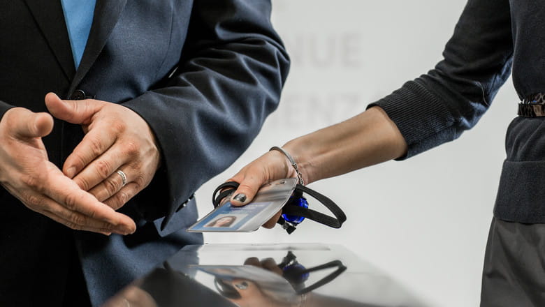 Employee entering with an access card 