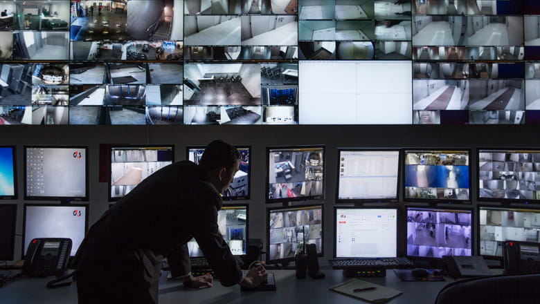 CCTV cameras on screens 