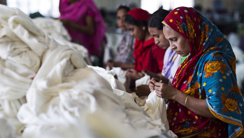 Woman working in garment factory
