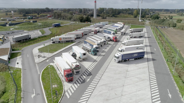 Belgium truck park bird's eye view