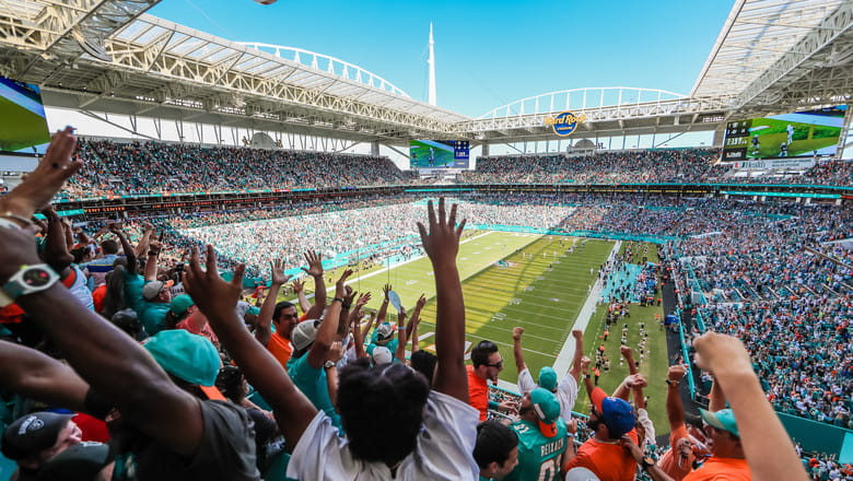 Miami Dolphins fans at the Hard Rock stadium in Miami