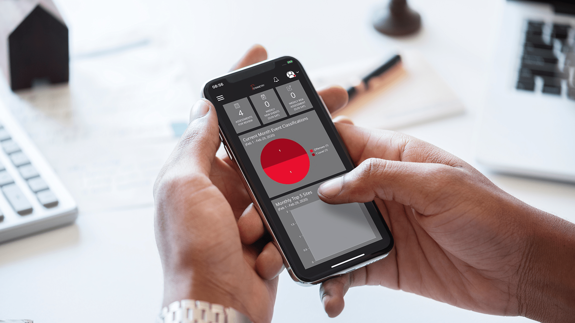 Hands holding a smartphone