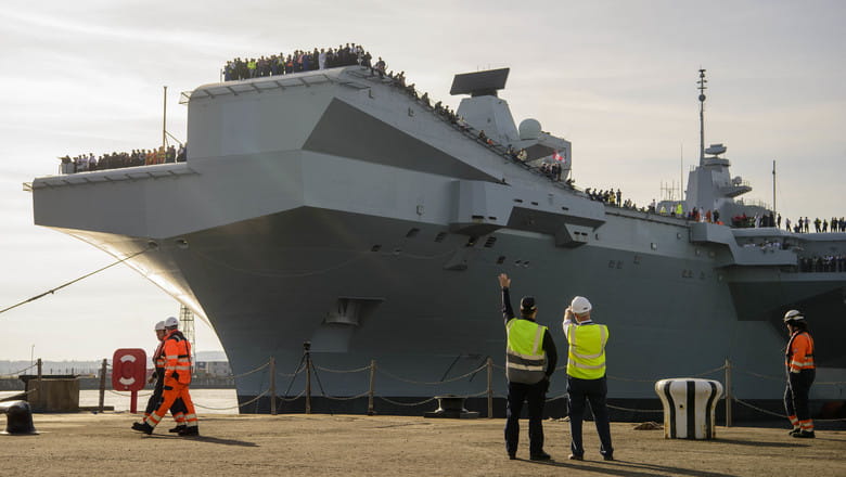 Queen Elizabeth Class aircraft carrier in port