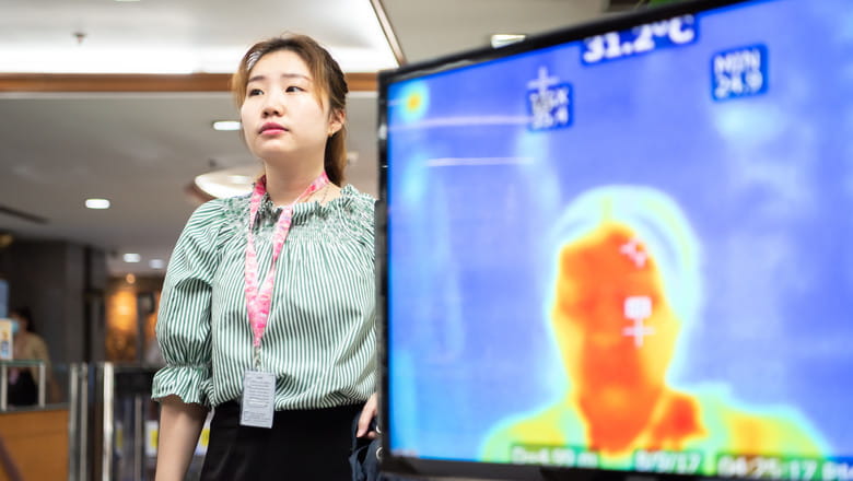 Thermal screening screen and woman