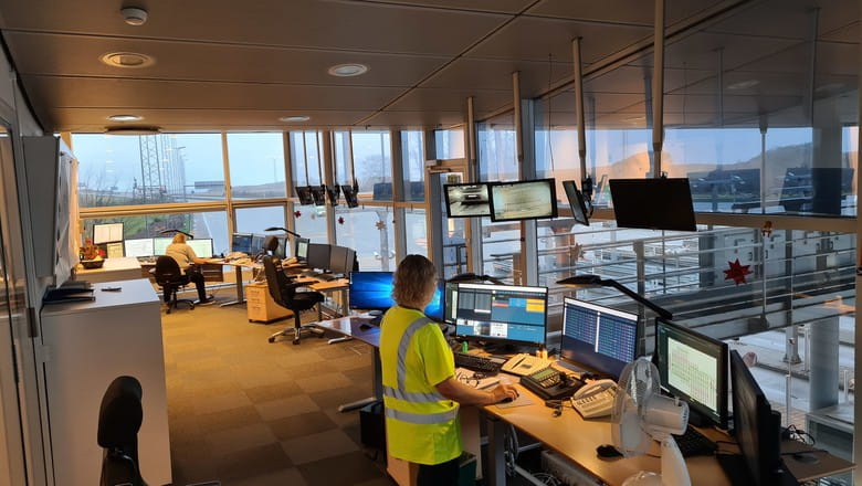 The control room of the Storebælt Link in Denmark, or Great Belt Bridge in English, where G4S provides toll plaza security services