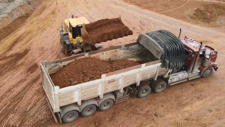 Truck and forklift truck at Cerro Matoso mine