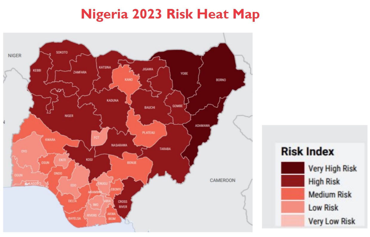 A Risk Heat Map of the different States in Nigeria