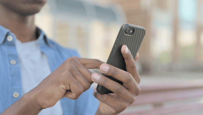 someone using his smartphone