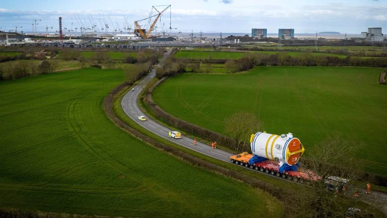 A generator being taken towards the Hinkley Point C construction site