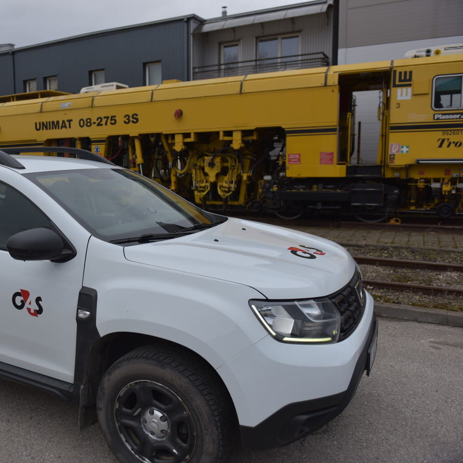 G4S patrol vehicle at a secure factory in Lithuania