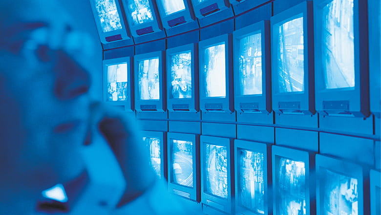 Blue security monitors