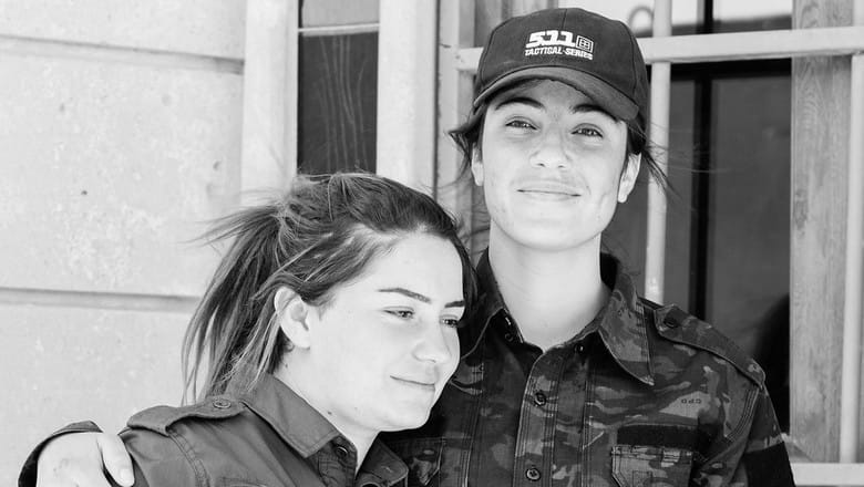 Demining work clearing ISIS explosives in Sinjar Northern Iraq - photo showing Noura and a colleague