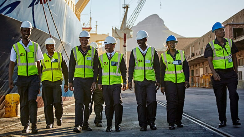 Security officers at a port