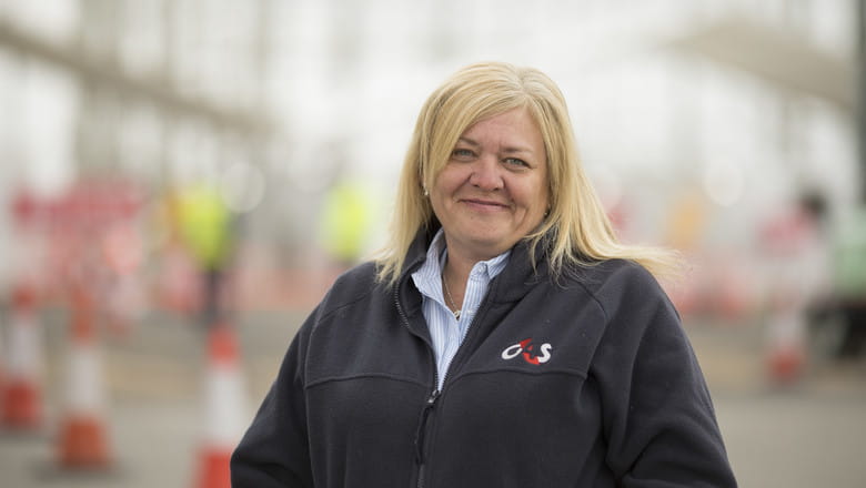 Jo Pipes, a G4S account manager, at a COVID-19 test site in Manchester