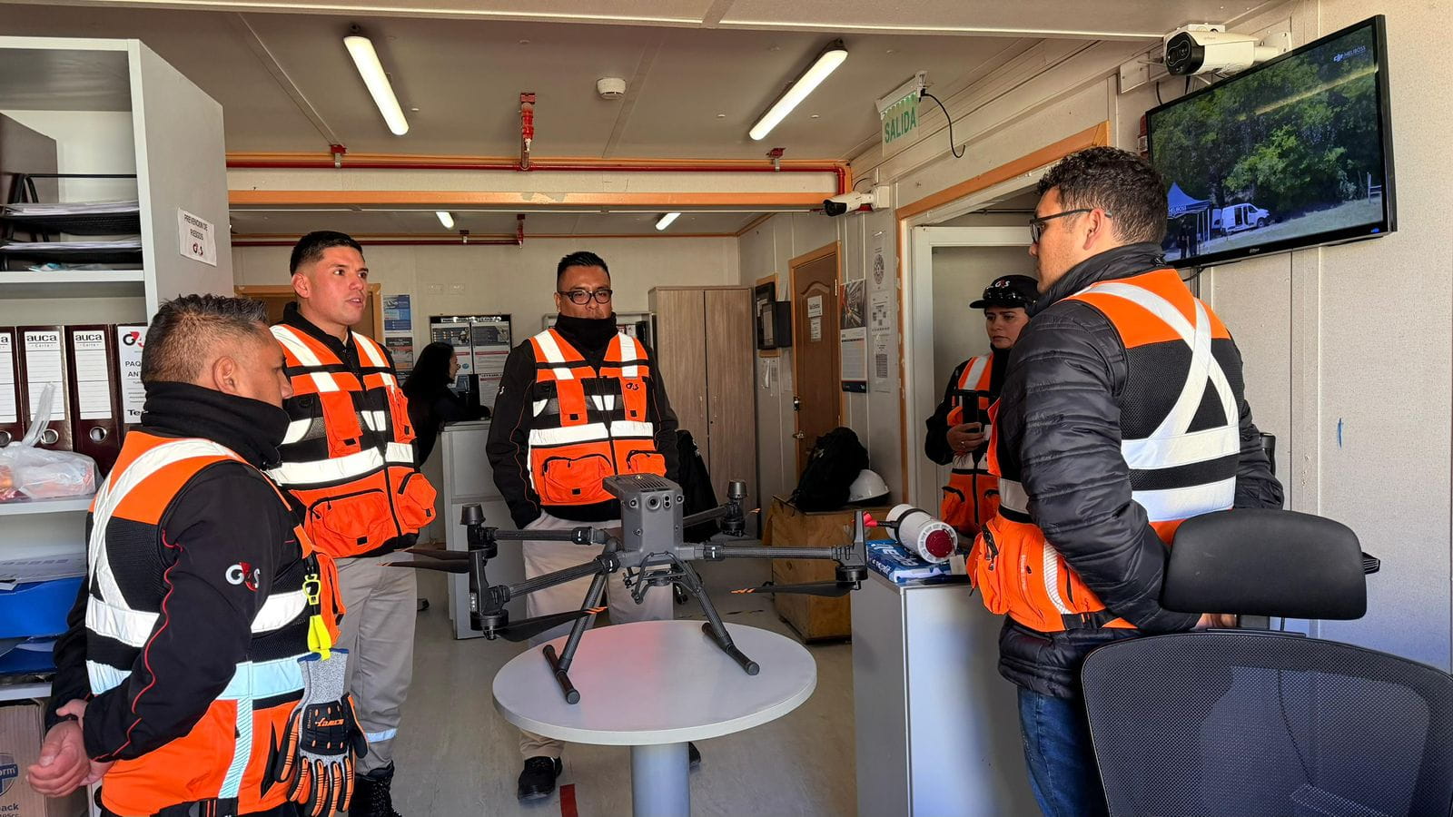 G4S Chile guards with drone