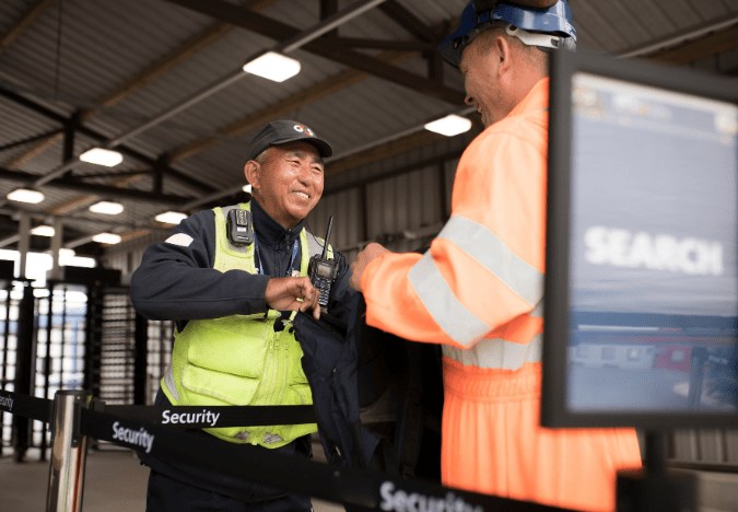 Security professionals on duty