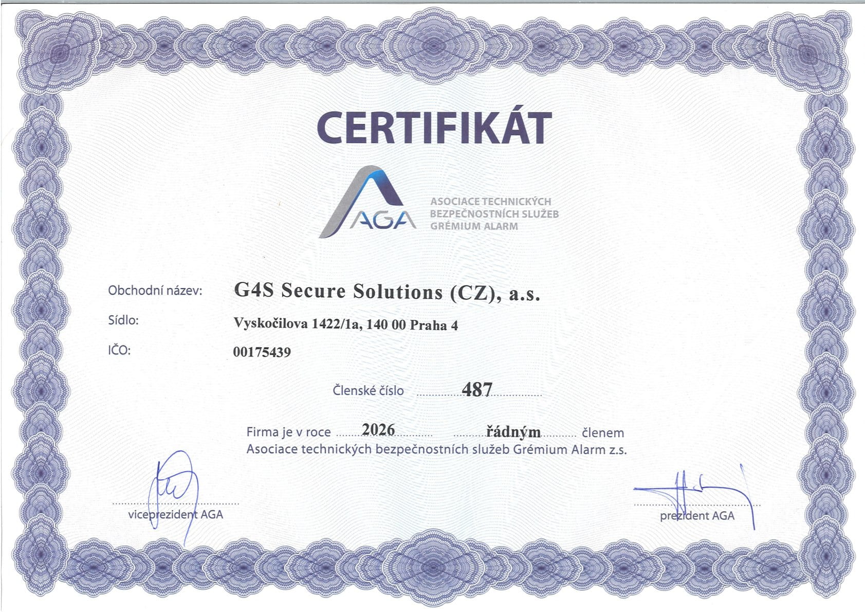Certifikat gremium alarm