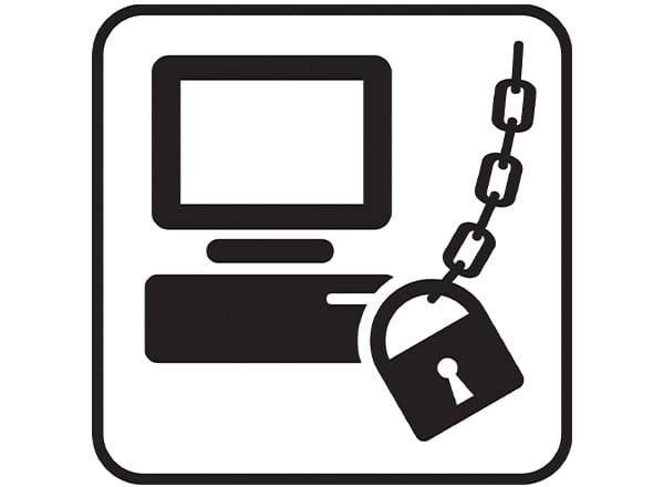 En computer med en hængelås