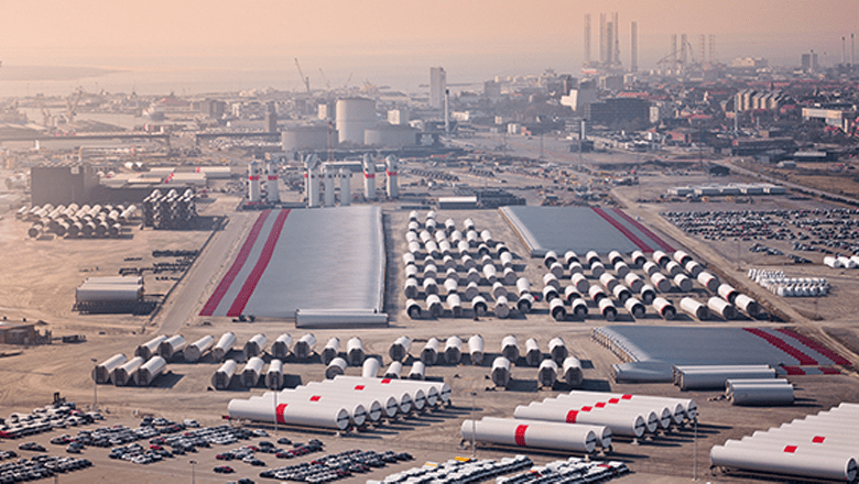 Esbjerg Havn set fra helikopterperspektiv