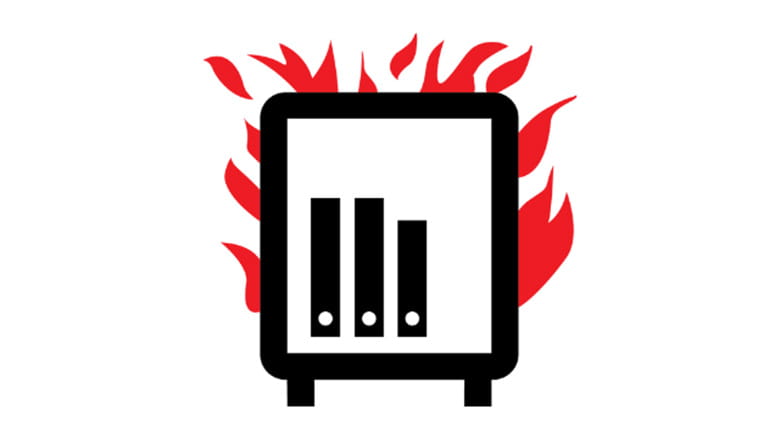 Brandskab med mapper i