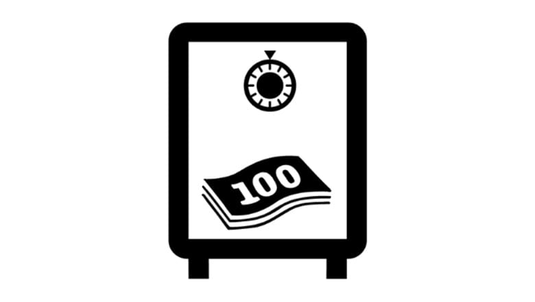 Pengeskab med penge i