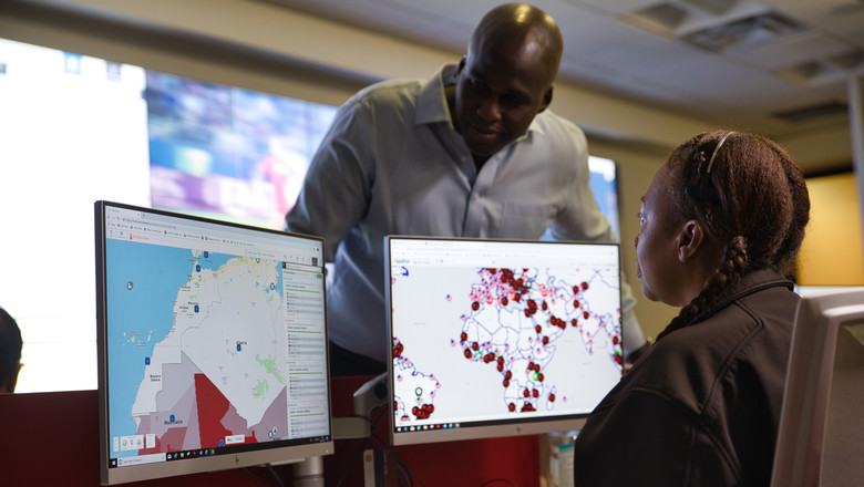 Employees in a risk operations centre