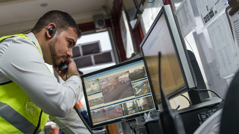 Security officer monitoring CCTV