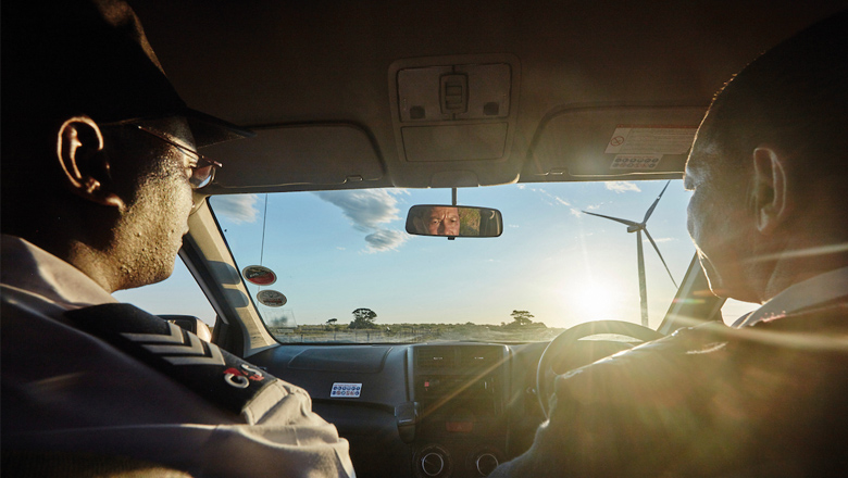 employee watering plants