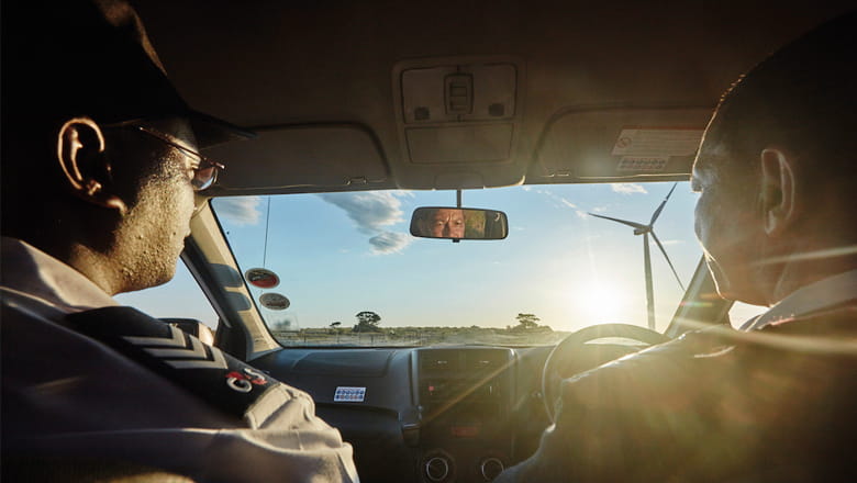 employee watering plants