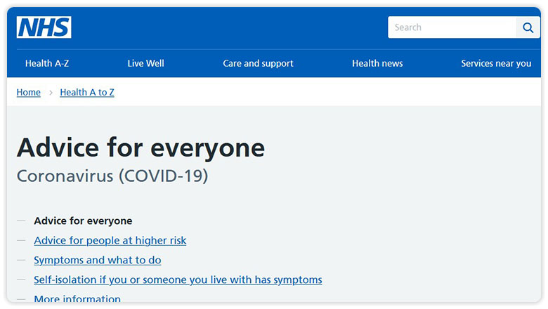 NHS Covid-19 Advice