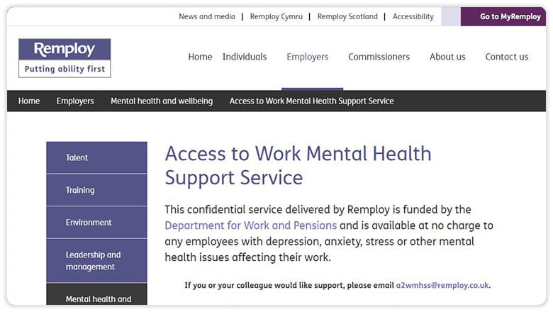 Access to work mental health support service