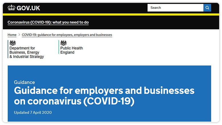 Gov.uk guidance for employers and businesses on coronavirus