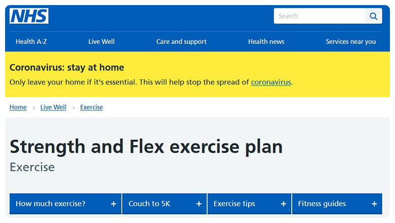 NHS strength and flex exercise plan