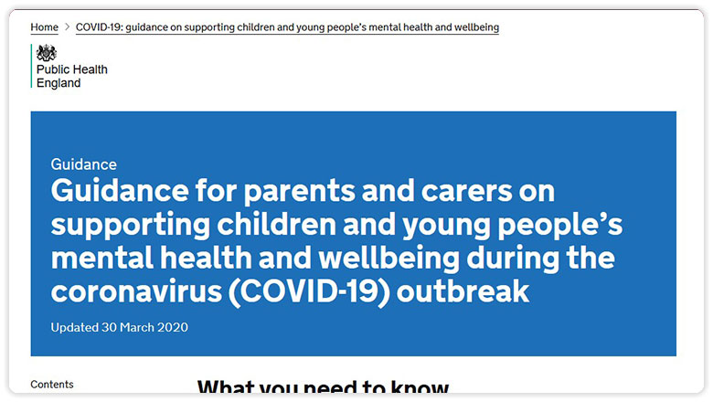 UK.gov guidance for parents and carers on supporting children during Covid-19