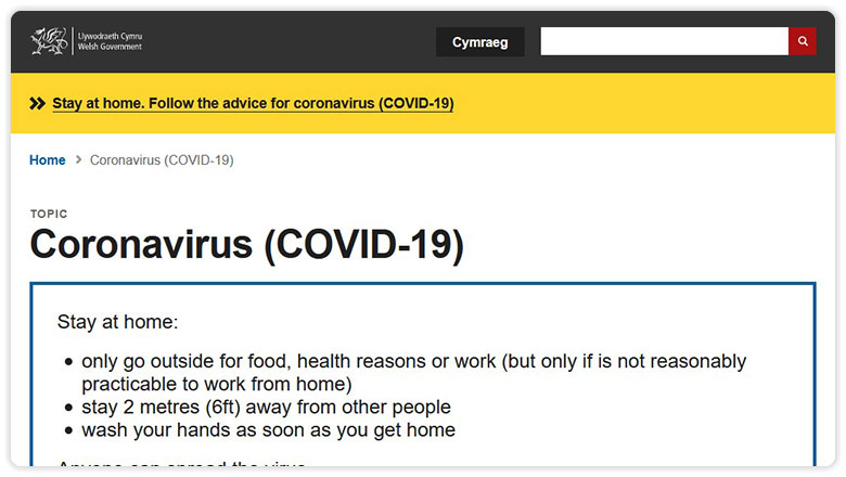 Wales.gov coronavirus info