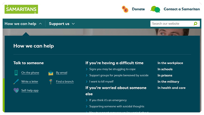 Samaritans website
