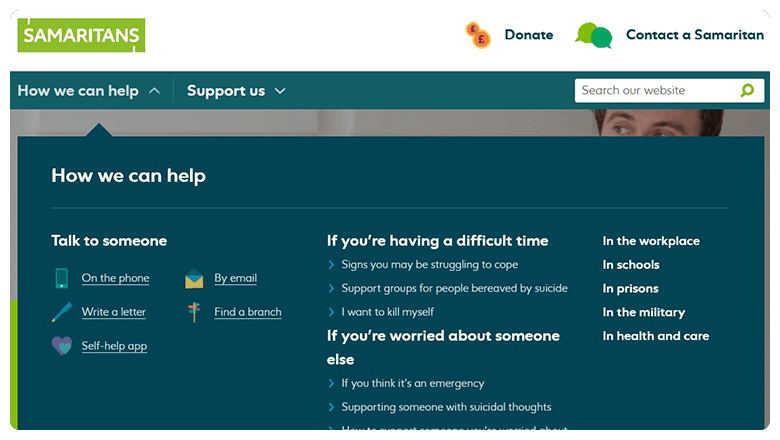 Samaritans website