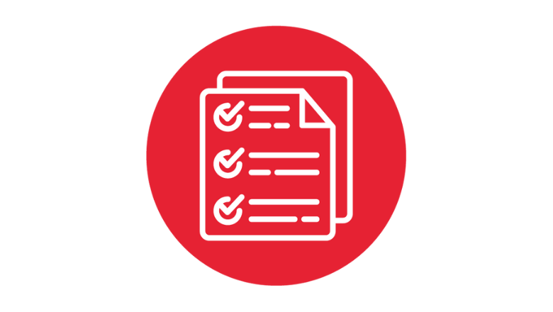 A document with tick boxes