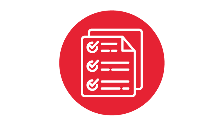 A document with tick boxes