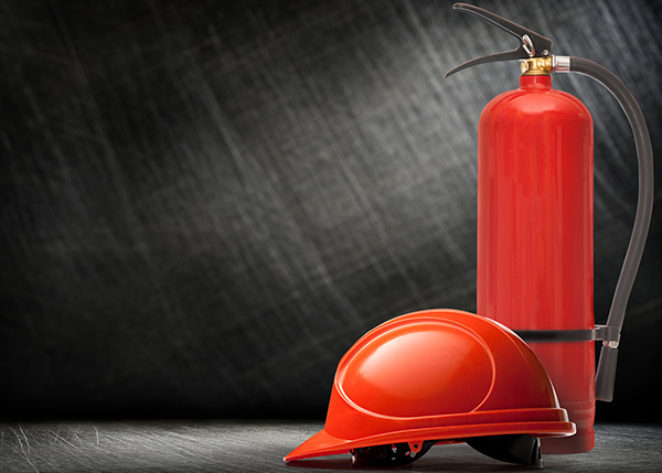 Fire extinguisher and fire mans hat