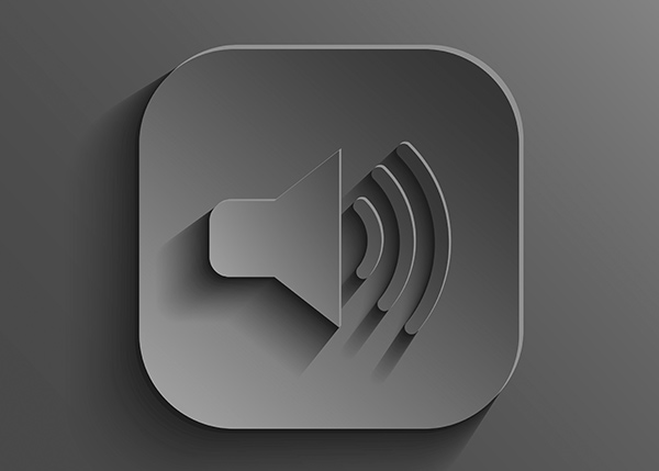 A grey virtual speaker icon 