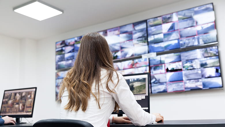 A lady working in a control room