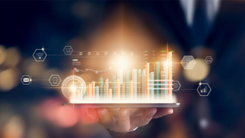 A man holding many graphs