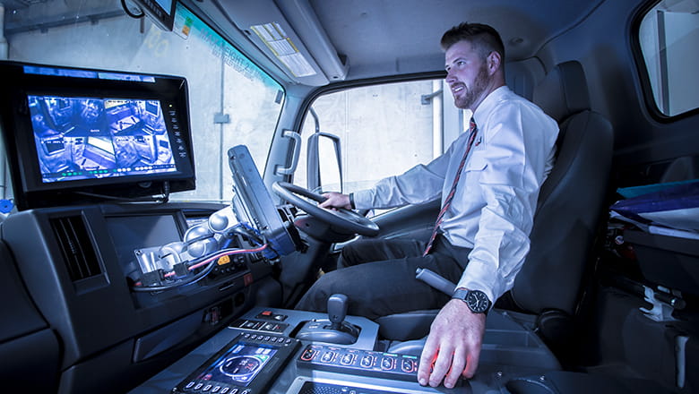 G4S employee inside transport truck