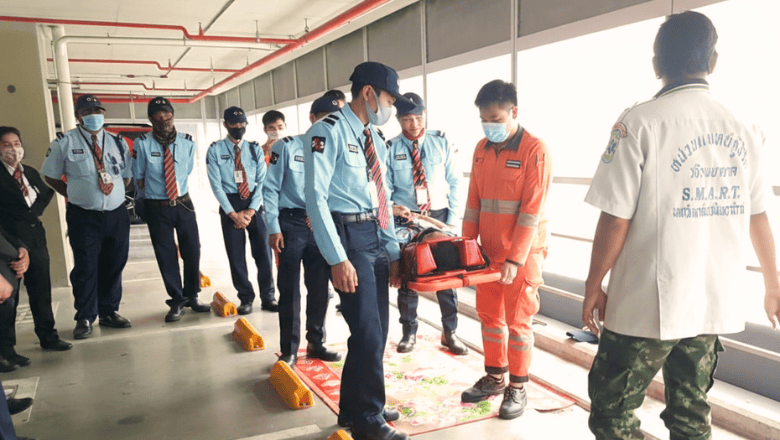 Indoor training session for security personnel, focusing on professional development and instruction.