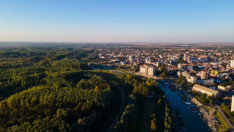 Aerial view of Pancevo city in Serbia 