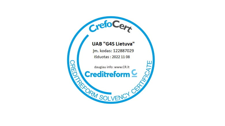 G4S Lietuva gavo CrefoCert įvertinimą